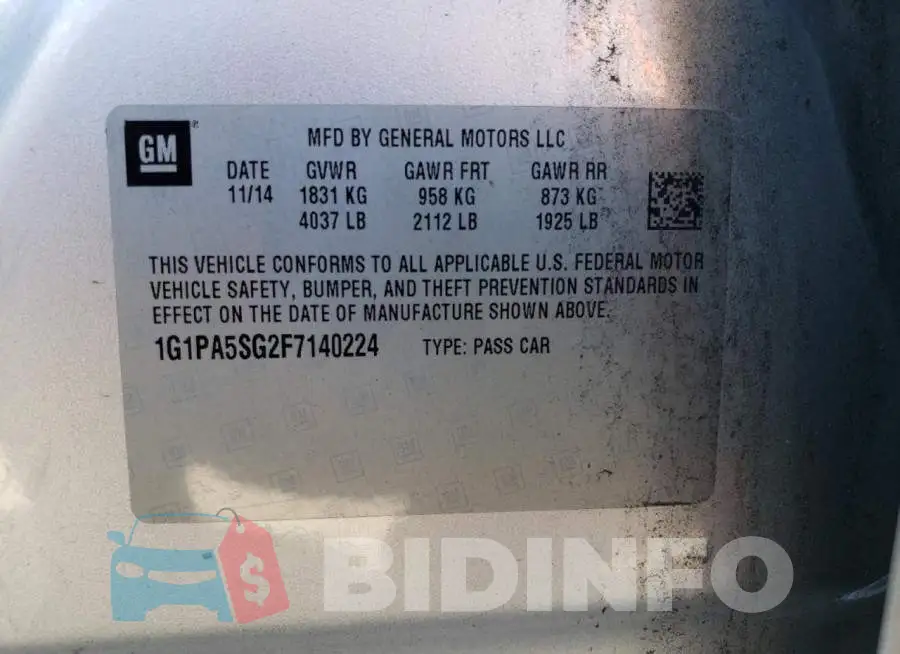 1G1PA5SG2F7140224 Photo# 12