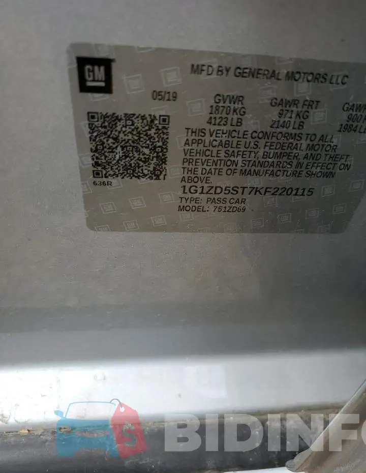 1G1ZD5ST7KF220115 Photo# 12