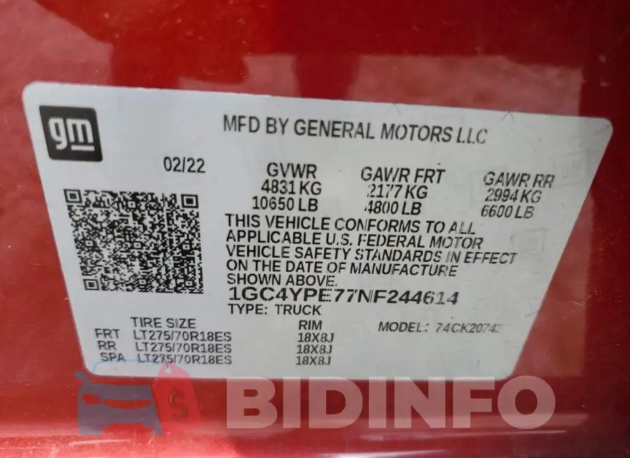 1GC4YPE77NF244614 Photo# 12