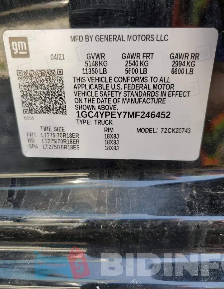 1GC4YPEY7MF246452 Photo# 3