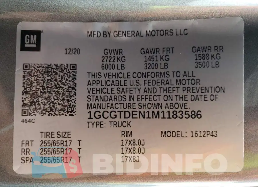 1GCGTDEN1M1183586 Photo# 13
