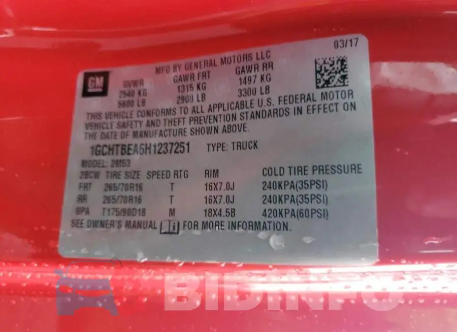 1GCHTBEA6H1237251 Photo# 12