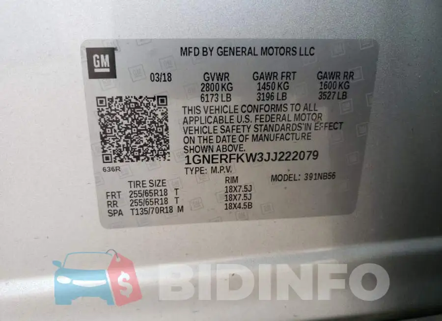 1GNERFKW3JJ222079 Photo# 13