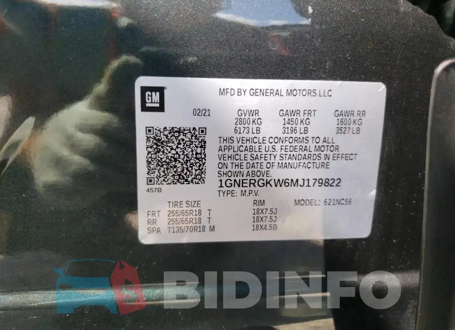 1GNERGKW6MJ179822 Photo# 13