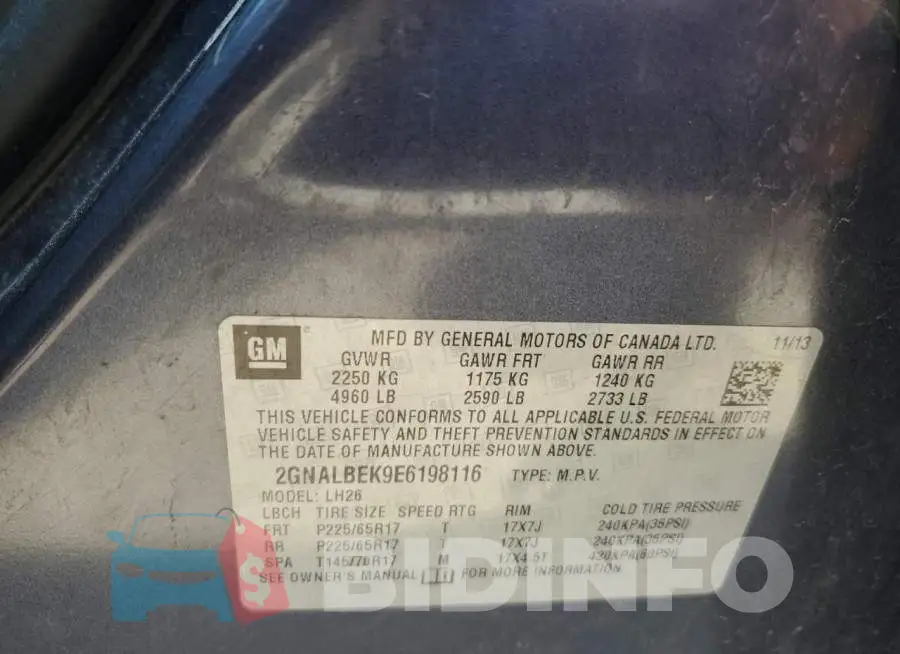 2GNALBEK9E6198116 Photo# 13