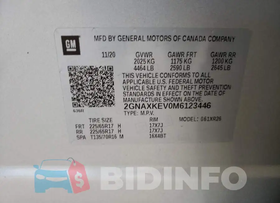 2GNAXKEV0M6123446 Photo# 13