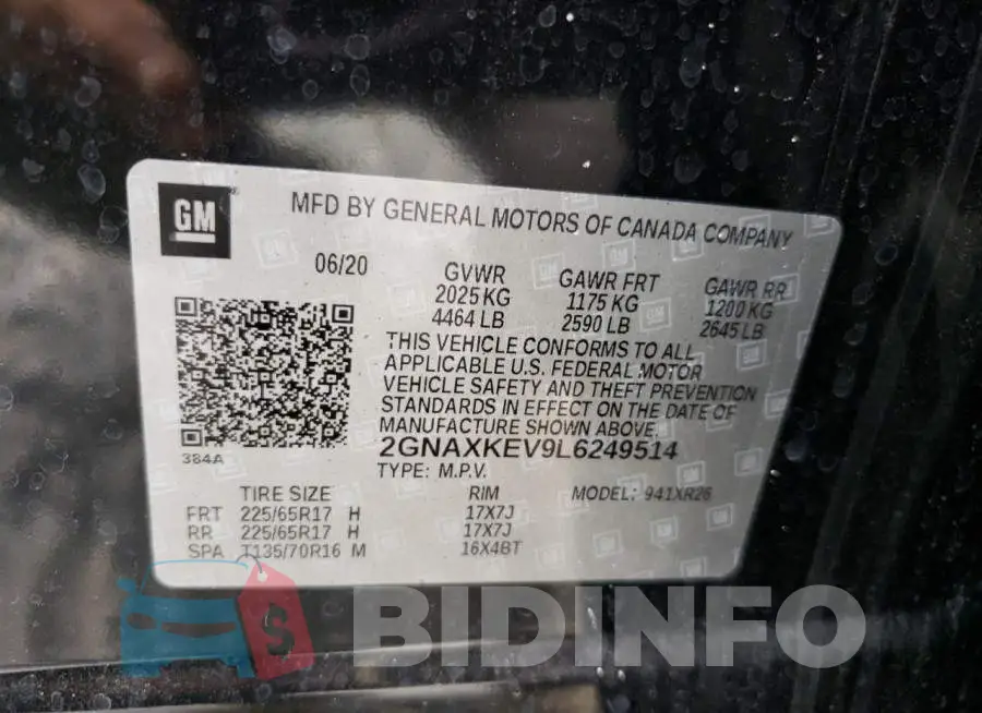 2GNAXKEV9L6249514 Photo# 13