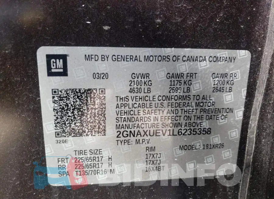 2GNAXUEV1L6235358 Photo# 12