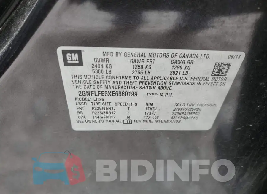 2GNFLFE3XE6380199 Photo# 13