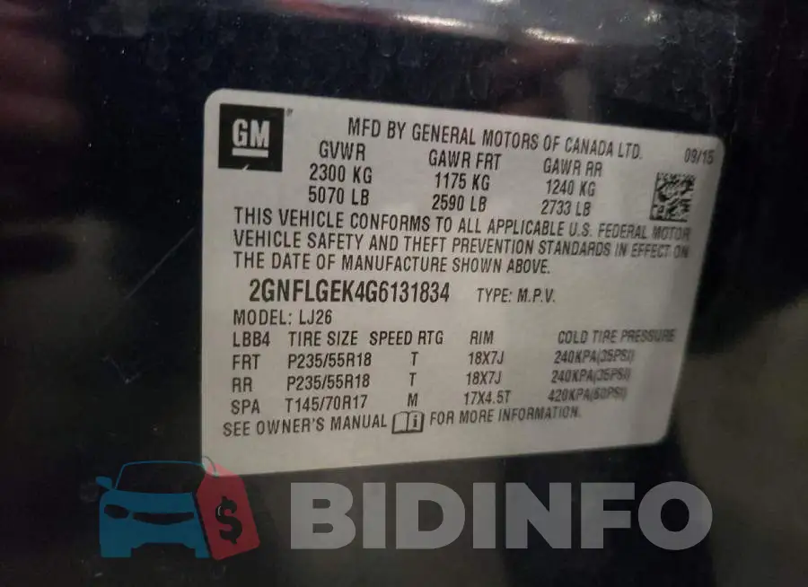 2GNFLGEK4G6131834 Photo# 13