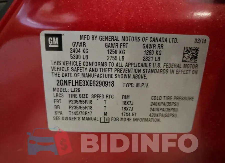 2GNFLHE3XE6290918 Photo# 12