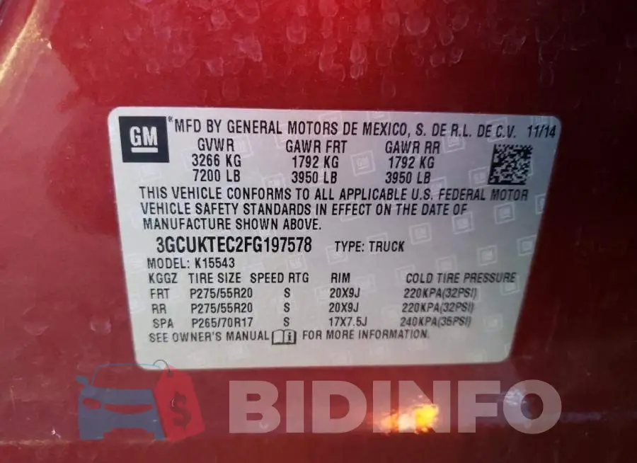 3GCUKTEC2FG197578 Photo# 12