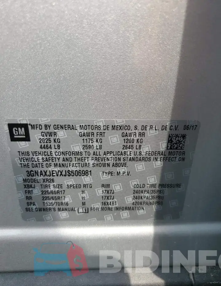 3GNAXJEVXJS506981 Photo# 12