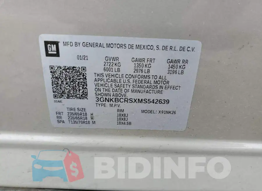 3GNKBCRSXMS542639 Photo# 14
