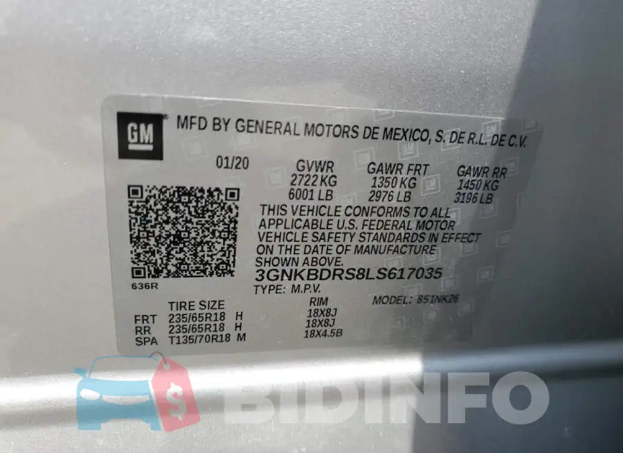 3GNKBDRS8LS617035 Photo# 13