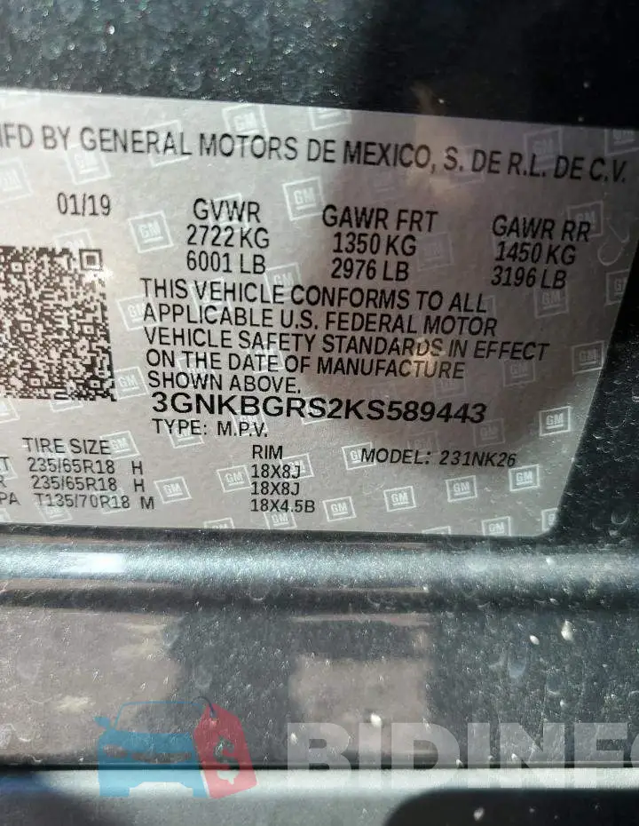 3GNKBGRS2KS589443 Photo# 13