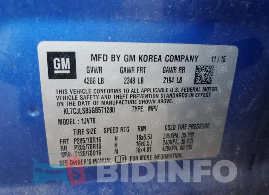 KL7CJLSB5GB571280 Photo# 12