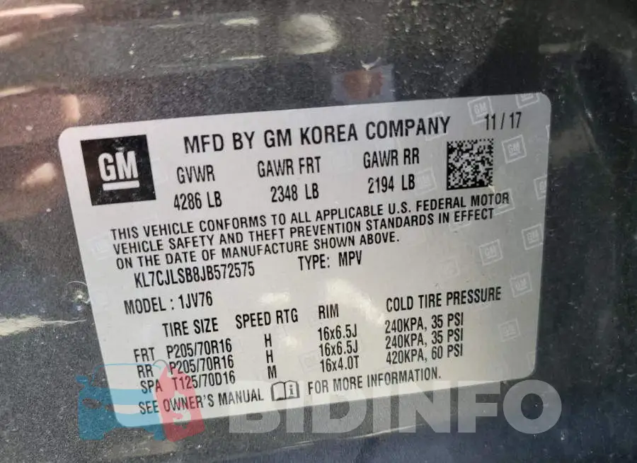 KL7CJLSB8JB572575 Photo# 13