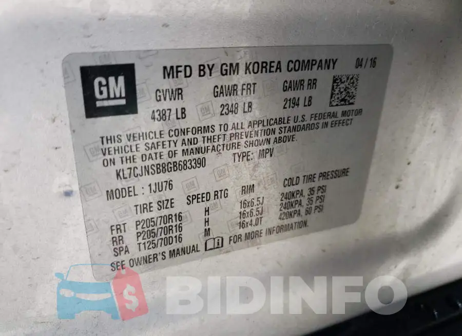 KL7CJNSB8GB683390 Photo# 13