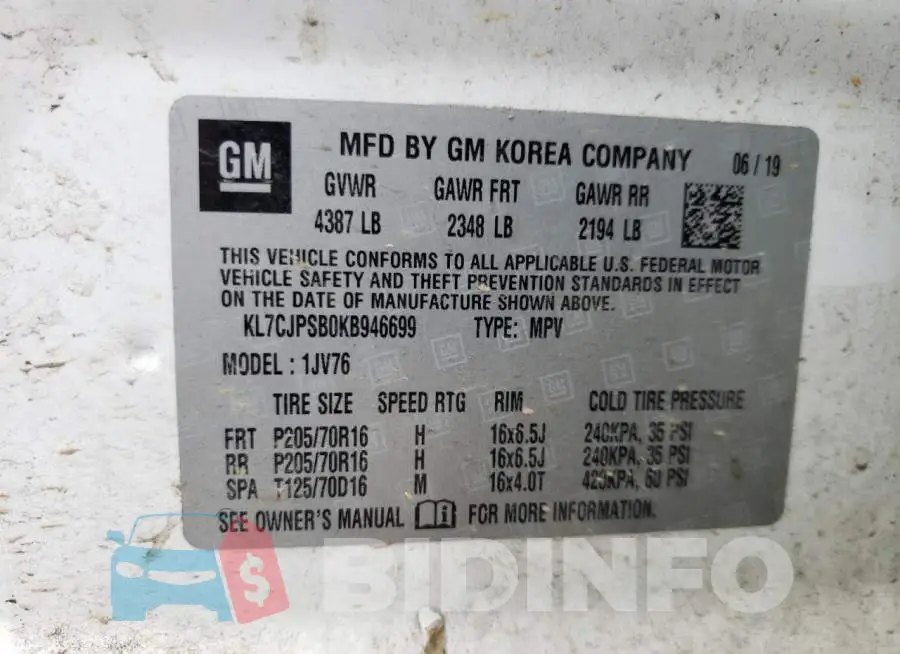 KL7CJPSB0KB946699 Photo# 13