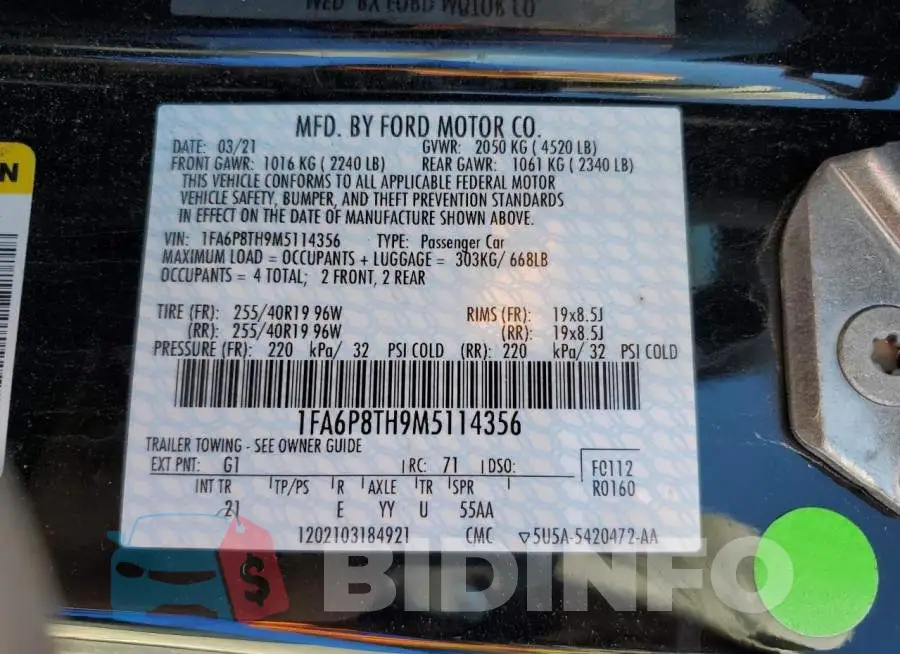 1FA6P8TH9M5114356 Photo# 13