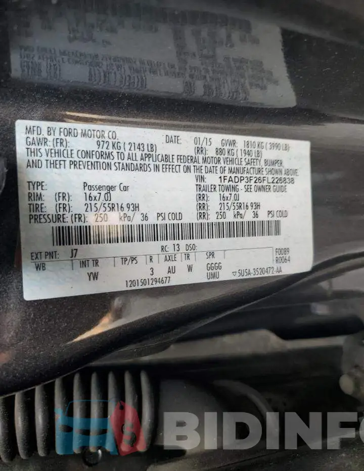 1FADP3F26FL226838 Photo# 12