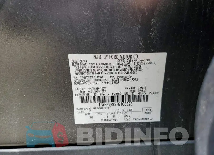 1FAHP2F83FG106326 Photo# 12