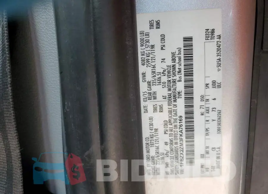 1FBZX2ZM3FKA76169 Photo# 13