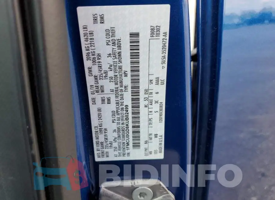 1FMCU0GD8KUB02499 Photo# 12
