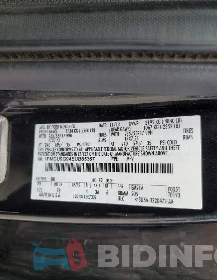 1FMCU9G94EUB85367 Photo# 13