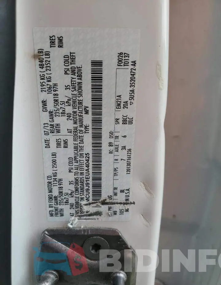 1FMCU9J91EUA40425 Photo# 13