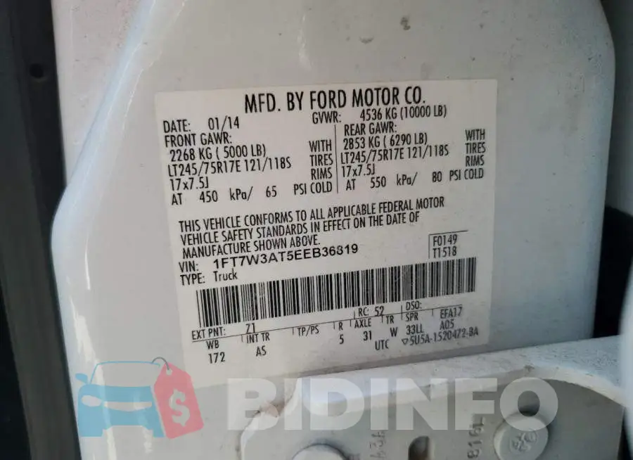 1FT7W3AT5EEB36819 Photo# 12