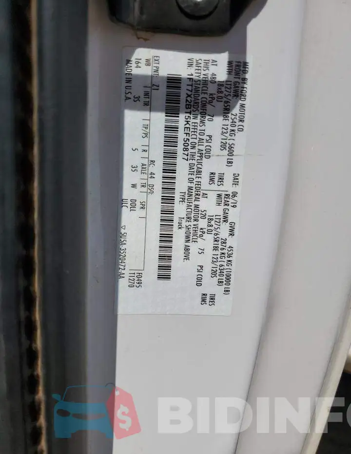 1FT7X2BT5KEF50877 Photo# 12