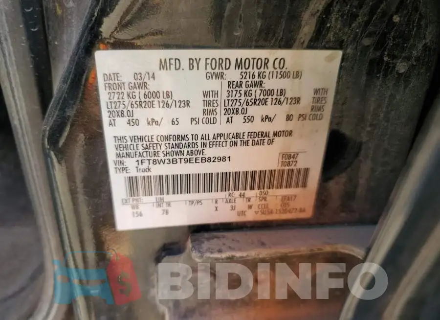 1FT8W3BT9EEB82981 Photo# 12