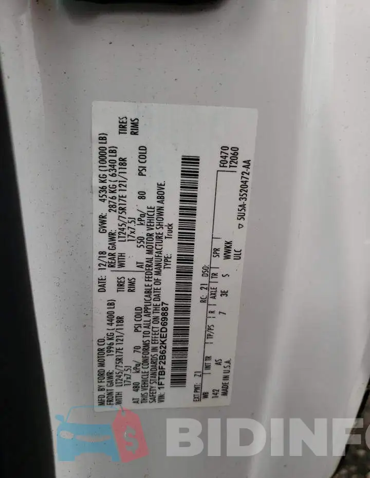 1FTBF2B62KED69887 Photo# 12