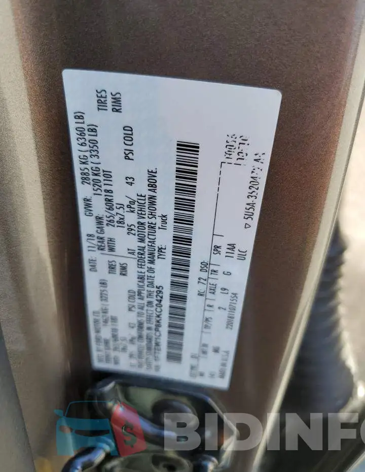 1FTEW1CP8KKC04295 Photo# 12