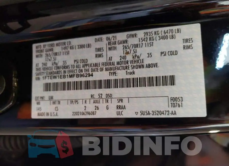 1FTEW1EB1MFB96294 Photo# 12