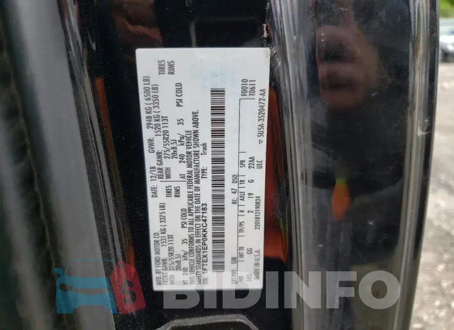 1FTEX1EP0KKC47183 Photo# 12