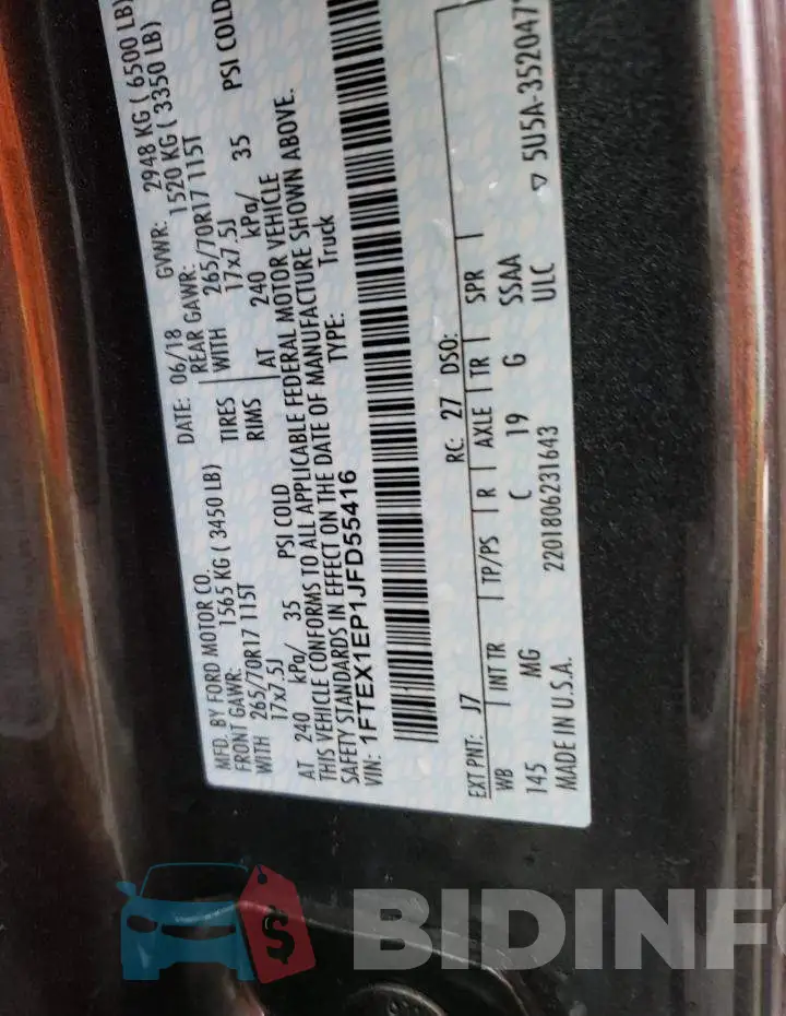 1FTEX1EP1JFD55416 Photo# 12