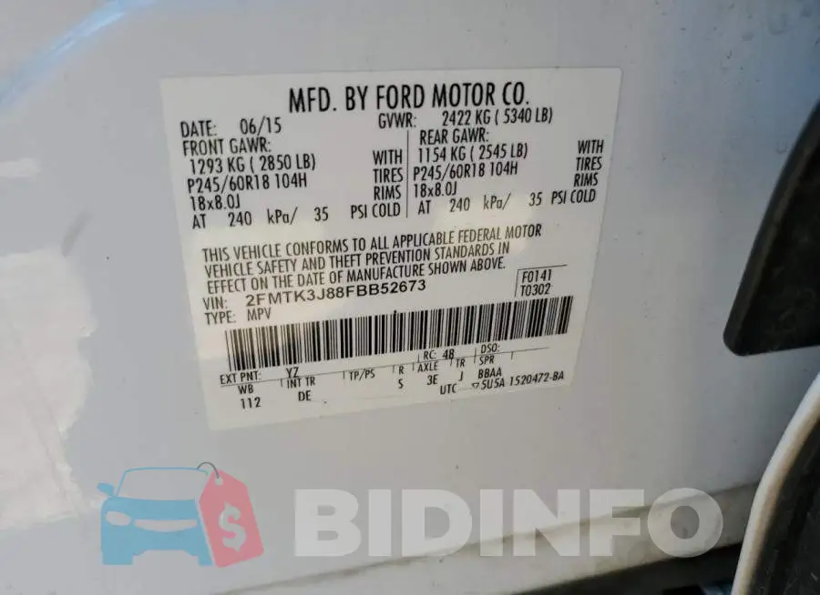 2FMTK3J88FBB52673 Photo# 12