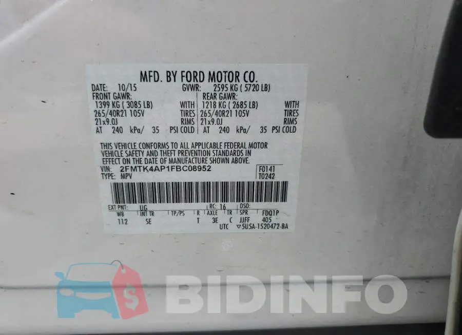 2FMTK4AP1FBC08952 Photo# 13