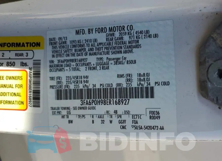 3FA6P0H98ER168927 Photo# 12