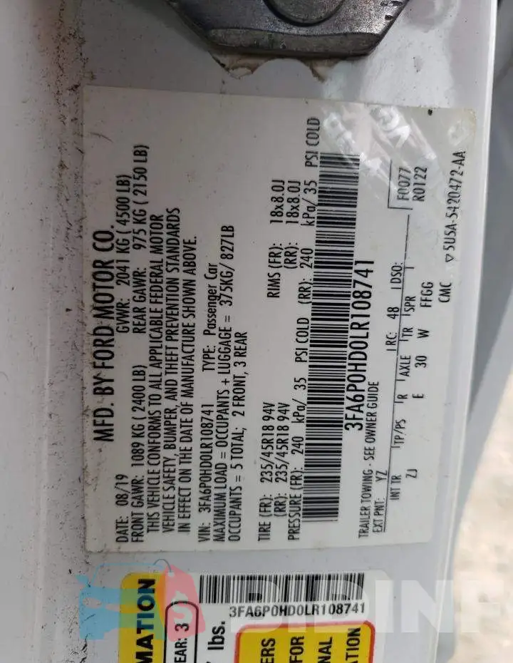 3FA6P0HD0LR108741 Photo# 12