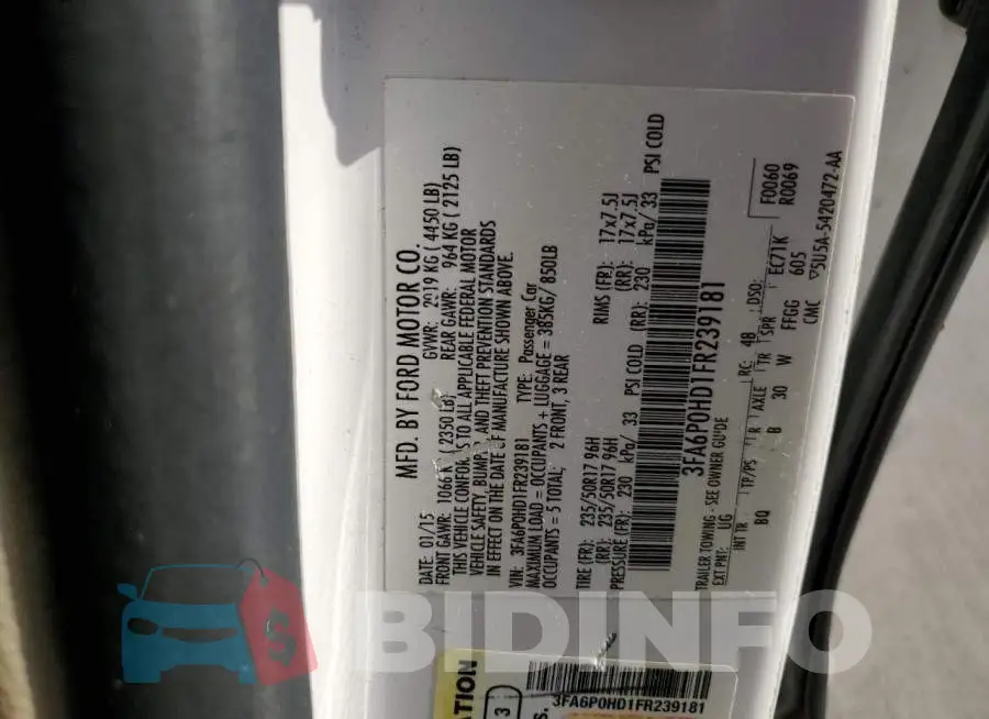 3FA6P0HD1FR239181 Photo# 13