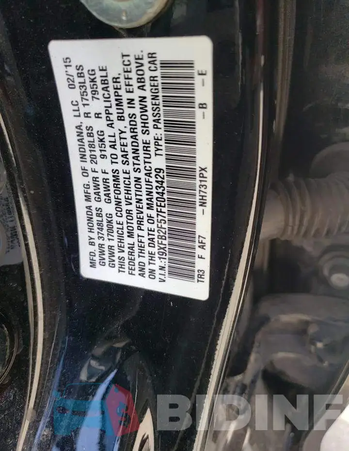 19XFB2F57FE043429 Photo# 12