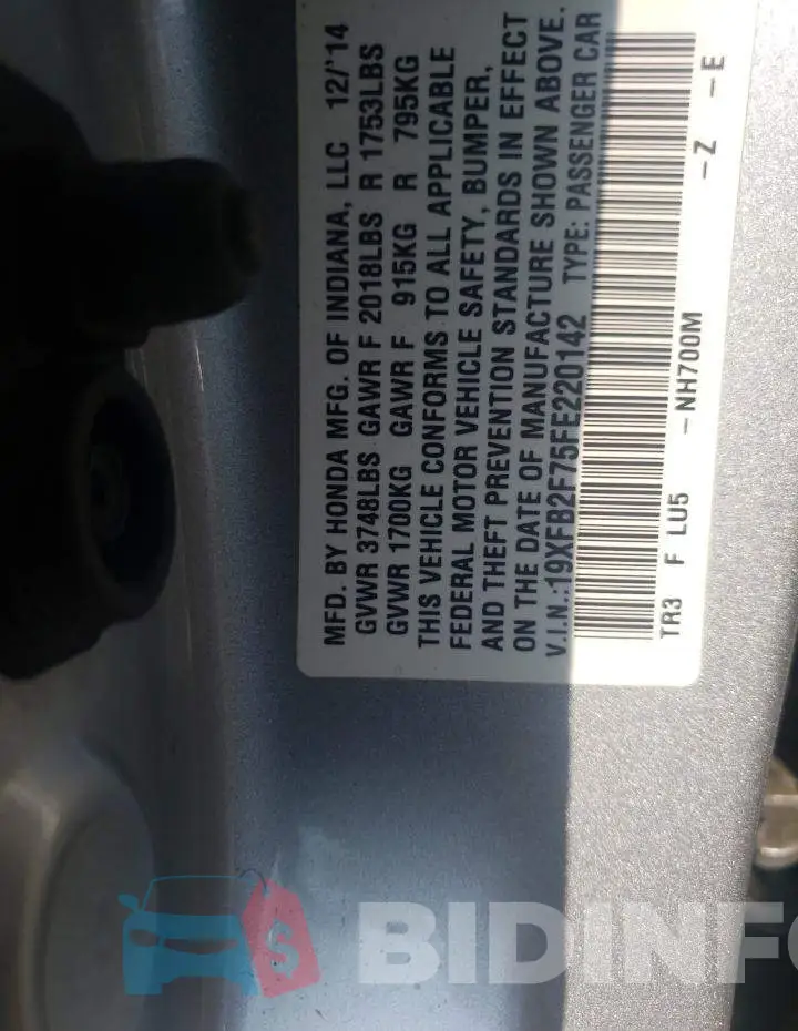 19XFB2F75FE220142 Photo# 12
