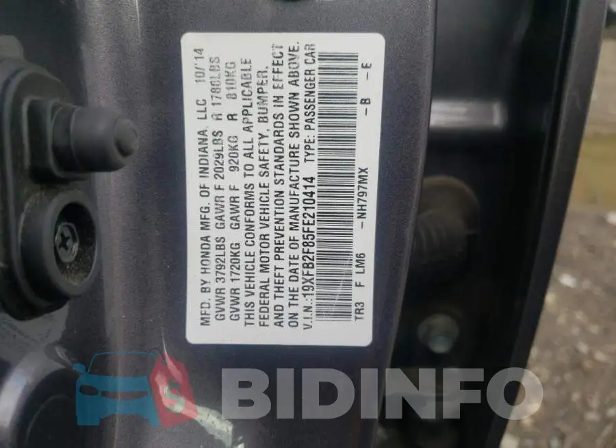 19XFB2F85FE210414 Photo# 12