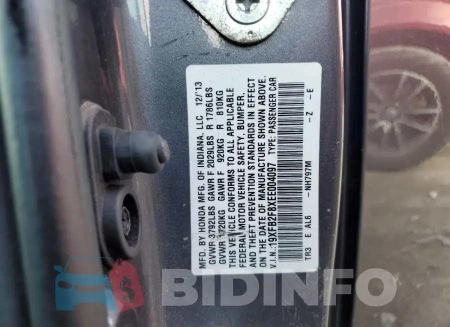 19XFB2F8XEE004097 Photo# 12