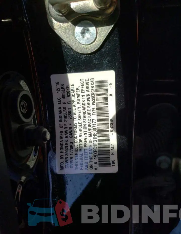 19XFC1F31HE007177 Photo# 12