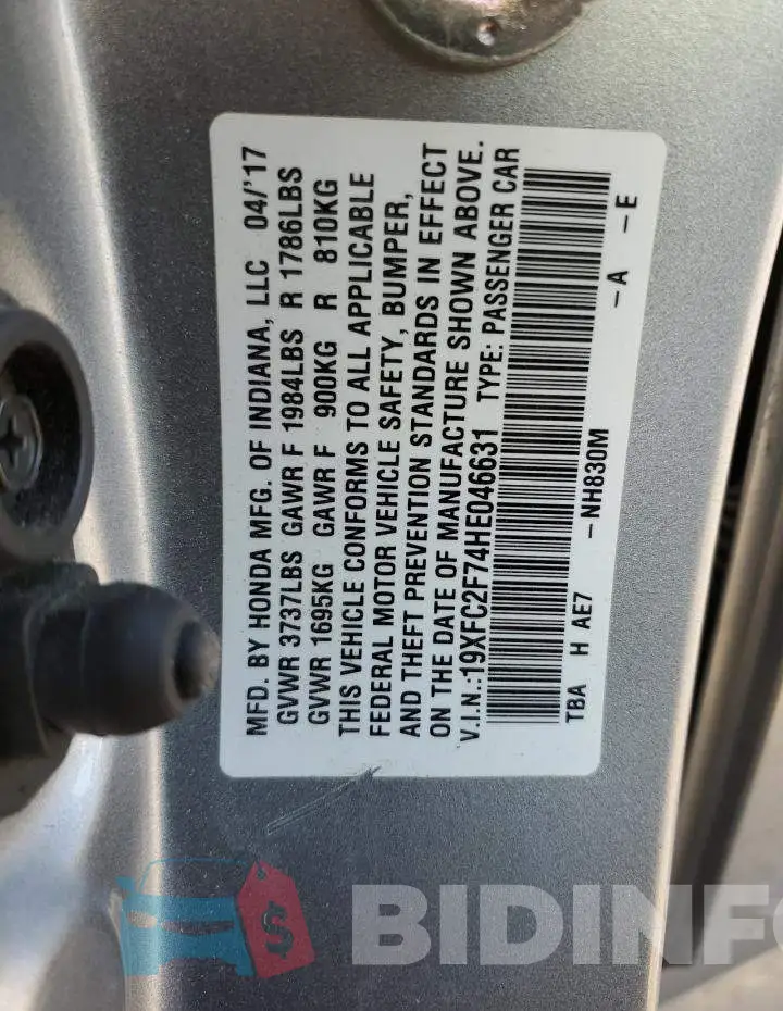 19XFC2F74HE046631 Photo# 12
